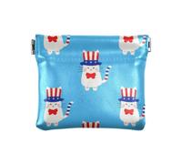 Amooorous 4 ° luglio Giorno dell'Indipendenza Gatto Bianco Donna in Pelle Borsa Cambia Monete Comodo Card Key Organizzatori per le Donne, 4 luglio Giorno dell'Indipendenza Gatto Bianco, 1 size