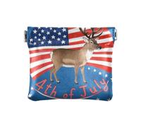 Amooorous 4 luglio Giorno dell'Indipendenza Marrone Renna Donna Piccola Borsa in Pelle Borsa Portatile Tasca Borsa Trucco per Uomo Donna Viaggio, 4 luglio Giorno dell'Indipendenza Renna marrone, 1