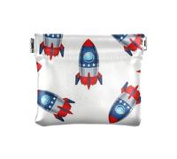 Amooorous 4 luglio Giorno dell'Indipendenza ROCKETS Rosso e Blu Portamonete da donna in pelle Piccolo Portamonete Unico Cosmetico Borse per Uomo Donna Viaggio, 4 luglio Giorno dell'Indipendenza