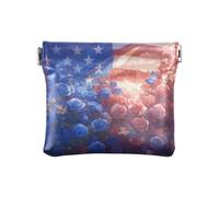 Amooorous 4 luglio Giorno dell'Indipendenza Rose rosse e blu Donne Portafoglio in pelle per contanti Unico Borsa per il trucco Borsa per il cambio borsa per uomo donna Viaggio, 4 luglio Giorno