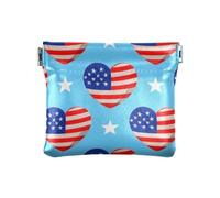 Amooorous 4 luglio Giorno dell'Indipendenza Rosso e Blu Amore Donna Piccolo Portafoglio in Pelle Portamonete Portafoglio Unico Mini Portafoglio per Uomo Donna Viaggio, 4 luglio Giorno