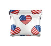 Amooorous 4 luglio Giorno dell'indipendenza rosso e blu amore donne PU pelle portamonete portatile mini custodia cosmetica per uomo donna viaggio, 4 luglio Giorno dell'Indipendenza Amore rosso e blu