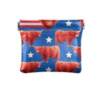 Amooorous 4 luglio Giorno dell'Indipendenza Rosso Scottish Highland Bestiame PU Pelle Piccola moneta Carino Card Key Organizer per le donne, 4 luglio Independence Day Red Scottish Highland bovini, 1