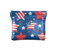 Amooorous 4 luglio Giorno dell'Indipendenza Stelle rosse e blu Portamonete in pelle da donna Portafoglio carino Portamonete Portamonete Organizer per carte per uomo donna Viaggio, 4 luglio Giorno