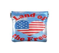 Amooorous 4 ° luglio Giorno dell'Indipendenza Terra di Free Rosso e Blu Amore Donne Portamonete in Pelle Comodo Mini Portamonete Borse per le Donne, 4 luglio Giorno dell'Indipendenza terra di libero