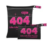 Amooorous 404 Error Life Not Found borsa da bagno lavabile 2 Pack essenziale da viaggio per bambino con manici per viaggi, palestra