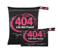Amooorous 404 Error Life Not Found Rock Style impermeabile bagnato costume da bagno borsa 2 Pack borsa per pannolini oggetti essenziali con maniglie per pannolini per bambini, viaggio