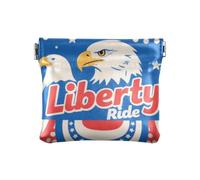 Amooorous 4th Of July Independence Day Black Bird Liberty Ride Portamonete da donna in pelle sacchetti unici portamonete con chiusura per le donne, 4 luglio Giorno dell'Indipendenza uccello nero