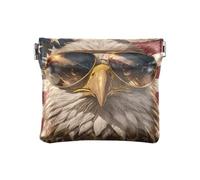 Amooorous 4th Of July Independence Day Brown Bird Piccolo Portamonete in Pelle Impermeabile Mini Card Holder Portafoglio per le Donne, 4 luglio Giorno dell'Indipendenza Uccello bruno, 1 size