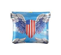 Amooorous 4th Of July Independence Day White Wing Donna Piccolo Portamonete in Pelle Fancy Makeup Bag Change Borsa per Uomo Donna Viaggio, 4 luglio Giorno dell'Indipendenza Ala bianca, 1 size
