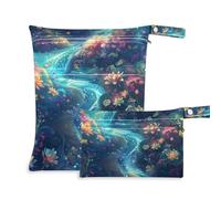 Amooorous A City Of Flowers, borsa impermeabile a prova di disordine, confezione da 2 pezzi essenziali da viaggio per bambini, con manici per fare il bagno e la piscina