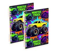 Amooorous A5 dimensioni mostri Trucks Big Power Comic Style Seamless Pattern foderato notebook 21,1 x 14,5 cm, composizione robusta notebook a righe larghe 60 fogli per planner e affari confezione da