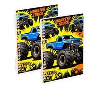Amooorous A5 dimensioni mostri Trucks Big Power Comic Style Seamless Pattern Spiral Notebook 21,1 x 14,5 cm, resistente all'usura soggetto a spirale notebook college 60 fogli per planner e affari
