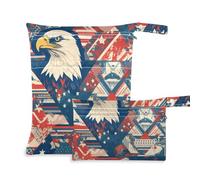 Amooorous American Bird Blue Red Wild Borsa per vestiti bagnati a prova di disordine, confezione da 2 sacchetti bagnati per costume da bagno con manici per pannolini per bambini, spiaggia