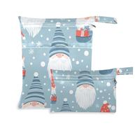 Amooorous American Cartoon Cute Christmas Dwarf Zip impermeabile sacchetto bagnato 2 Pack elementi essenziali da viaggio per il bambino con maniglie per pannolini del bambino, yoga