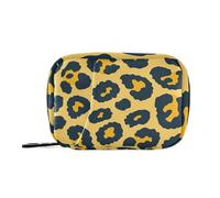 Amooorous Animal Leopard Skin Texture Oro Nero Borsa della medicina per viaggiare con scomparti staccabili attaccabile pillola organizzatore 2 volte al giorno per borsa