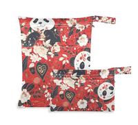 Amooorous Animal Panda Crimson Retro lavabile costume da bagno borse 2 Pack viaggio essenziale per volare con manici per yoga, spiaggia