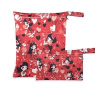 Amooorous Anime Girl Valentine borsa impermeabile riutilizzabile confezione da 2 pezzi essenziali da viaggio per bambino con manici per piscina e viaggio