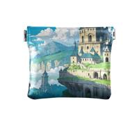Amooorous Anime Sky City PU pelle piccolo portamonete portatile mini portamonete portamonete tasca per le donne, Anime Sky City, 1 size