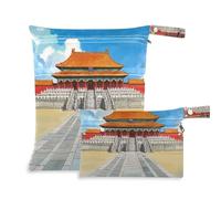 Amooorous Antica Cina Cartoon messproof vestiti bagnati sacchetto 2 Pack pannolino borsa articoli essenziali con maniglie per piscina, pannolini per bambini