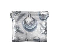 Amooorous Argento Buon Natale Campana Agrifoglio Donna Piccola Borsa Cambiamento in Pelle Portatile Portamonete Titolare Della Carta Organizer per Uomo Donna Viaggio, Campana natalizia in argento con