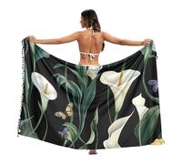 Amooorous Art Calla Lily Flower Verde e Bianco Costumi Da Bagno Donna Costume Da Bagno Largo Costumi Da Bagno Coverups Per Le Donne Vestito Da Spiaggia 114,3 x 178,8 cm