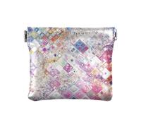Amooorous Arte astratta danzante quadrati da donna piccola borsa cambiamento in pelle portatile porta cambiamento titolare organizzatore di carte per uomo donna viaggio, Piazze danzanti arte astratta