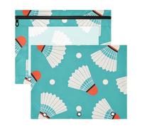 Amooorous Astucci portapenne a 3 fori per lettere A4, confezione da 2 pezzi, per insegnanti, ritorno a scuola, bianco energia, badminton
