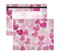 Amooorous Astucci trasparenti con finestra a 3 fori per lettere A4, confezione da 2 pezzi, per insegnanti, ufficio, pittura a olio con amore rosa San Valentino