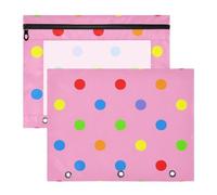 Amooorous Astucci trasparenti con finestrella portapenne, per lettere formato A4, confezione da 2 pezzi, per studenti, materiale artistico, cartone animato colorato a pois rosa