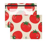 Amooorous Astuccio con cerniera, per lettere di carta A4, confezione da 2 pezzi, per studenti, ufficio, beige, sagome di pomodoro