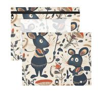 Amooorous Astuccio con cerniera, tasca a 3 fori per raccoglitori a 3 anelli, confezione da 2 articoli artistici per studenti, fiabe, simpatici topi fantasiosi