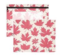 Amooorous Astuccio con cerniere lisce, perforatore a 3 fori per raccoglitori a 3 anelli, confezione da 2 pezzi, per studenti, studenti, insegnanti, forniture per insegnanti con foglia d'acero rossa