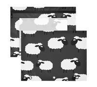 Amooorous Astuccio con cerniere lisce, tasca a 3 anelli, per lettere formato A4, confezione da 2 pezzi, per studenti e aule, colore: bianco e nero con pecore ardesia