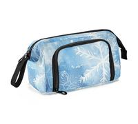 Amooorous Astuccio grande di grande capacità, astuccio grande con scomparto per matite per bambini per ragazzi adolescenti forniture scolastiche blu e bianchi fiori gelo