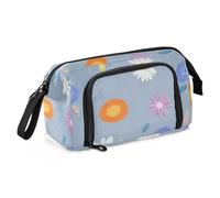 Amooorous Astuccio grande per matite di grande capacità, astuccio per la scuola con scomparto con portapenne, per studenti universitari, forniture scolastiche preppy, blu fresco e bello floreale