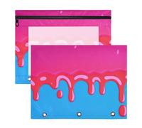 Amooorous Astuccio in plastica trasparente con finestra per raccoglitori a 3 anelli, confezione da 2 pezzi per studenti forniture per aule alla moda pittura graffiti rosa blu