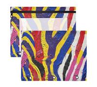 Amooorous Astuccio multiuso a 3 fori per raccoglitori a 3 anelli, confezione da 2 pezzi, per insegnanti, classe, motivo pelle di animale