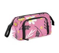Amooorous Astuccio organizer di grande capacità per artisti, astuccio portatile per matite e penne cosmetiche, per ragazze e adolescenti, scuola superiore, motivo: fiori di pesca