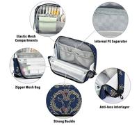 Amooorous Astuccio per matite blu navy con segno zodiacale dorato Ariete borsa per il trucco di grande capacità con cerniera organizer per bambini asilo cartuchera para lapices