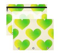 Amooorous Astuccio per matite con 3 occhielli rinforzati, cartelle tascabili per carta A4, confezione da 2 pezzi, per insegnanti, ufficio, giallo-verde, sfumato San Valentino amore