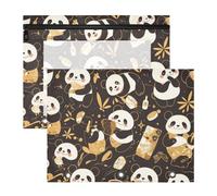 Amooorous Astuccio per matite con cerniera, in plastica, per lettere A4, confezione da 2 pezzi, per insegnanti, università, nero e oro, con simpatico panda