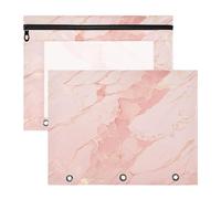 Amooorous Astuccio per matite con cerniere lisce, portapenne, per lettere A4, confezione da 2 pezzi, per insegnanti, materiale scolastico, oro rosa, lussuoso, effetto marmo