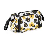 Amooorous Astuccio per matite con motivo leopardato e foglie, grande capacità, extra large, con slot per adolescenti elementari