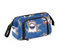 Amooorous Astuccio per matite di grande capacità, astuccio portatile con cerniera, per bambini, pesci elementari, mare, indossare immersioni
