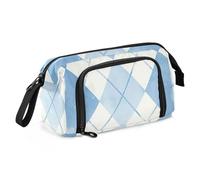 Amooorous astuccio per matite di grande capacità carino materiale scolastico con cerniera astucci per adolescenti per bambini forniture per le scuole superiori blu e bianco Dream Grid