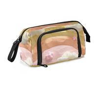 Amooorous Astuccio per matite di grande capacità con manico, astuccio per adulti per studenti universitari, forniture scolastiche preppy neo-realismo Marshmallow arcobaleno nuvole bianche