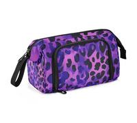 Amooorous Astuccio per matite viola nero leopardato organizer grande capacità morbido astuccio portatile per ragazzi forniture per le scuole superiori