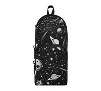 Amooorous Astuccio portamatite a 3 scomparti, in nylon bianco e nero, con motivo Star Dream, multiuso ed estetico, con cerniera, per bambini, università, 1600 ml