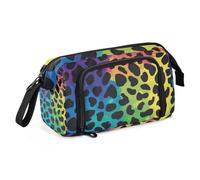 Amooorous Astuccio portamatite alla moda con stampa leopardata arcobaleno grande capacità astuccio leggero per uomo viaggio